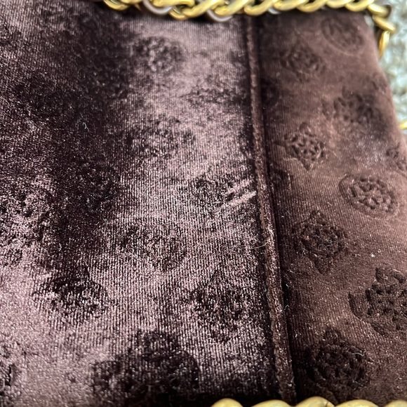 Guess Brown Velvet Shoulder Bag - Picture 7 of 7